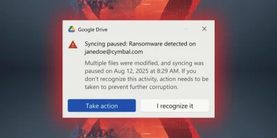 Ransomware file restoration for Google Drive